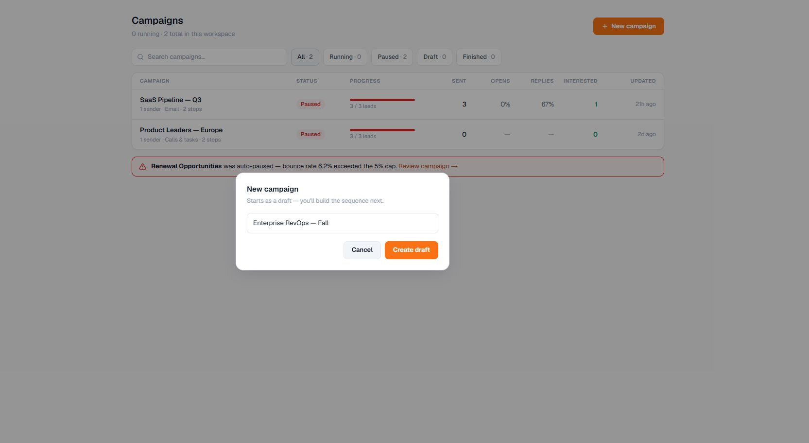 Current Terlido Campaign Create interface