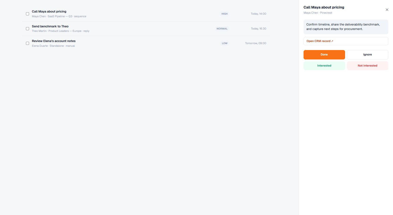 Current Terlido Tasks Complete Drawer interface
